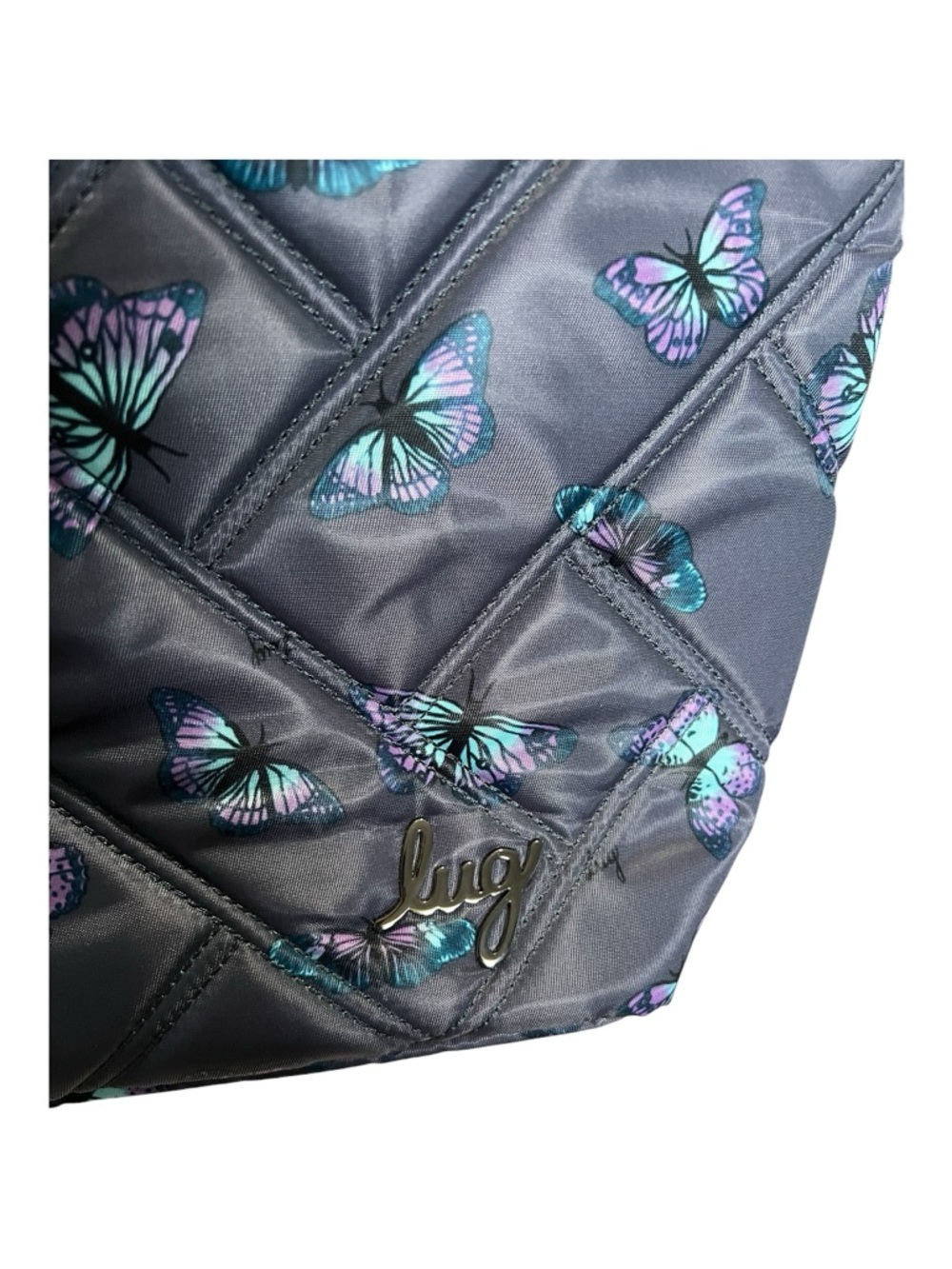 Lug Skyliner Butterfly Quilted Tote Bag - Gray - Picture 3 of 8